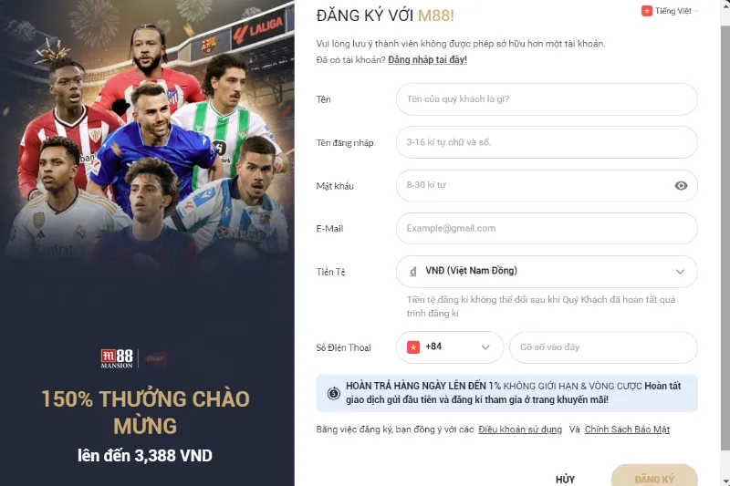 Đăng ký tài khoản m88 và tải app cho thiết bị di động